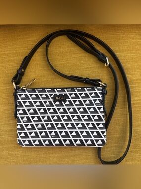 Vintage Ralph Lauren Small Crossbody Purse Black White Geometric
